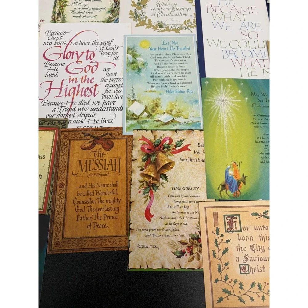 Vintage Christmas Cards Fronts ONLY Bible Verses More Scrapbooking Crafts 50+